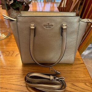 Kate Spade gold metallic leather handbag